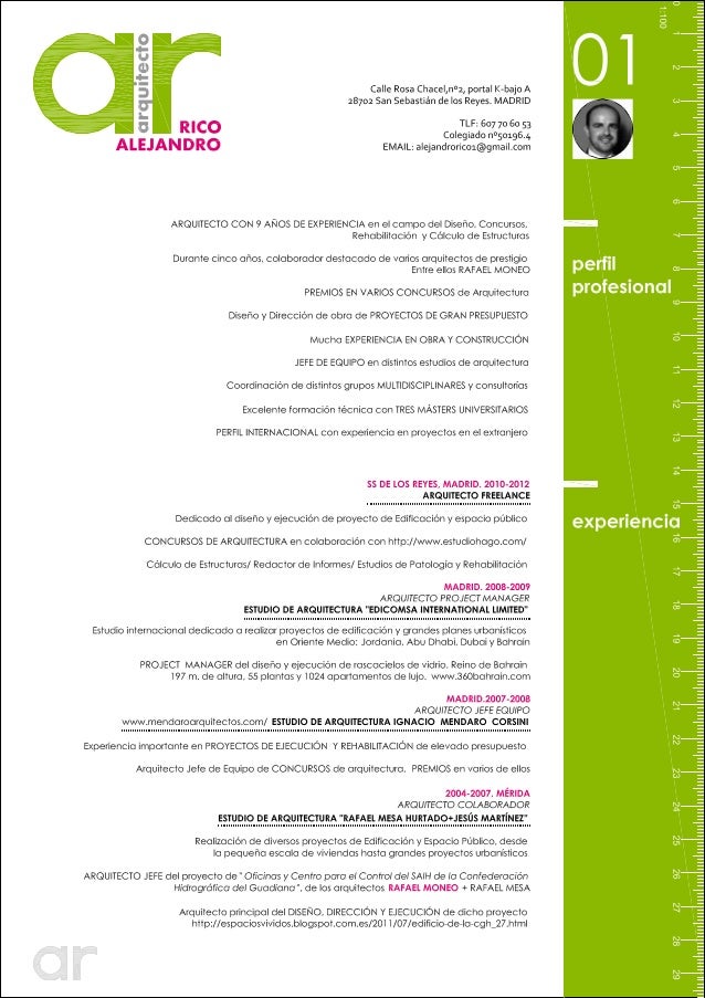 ejemplo curriculum vitae para arquitectos