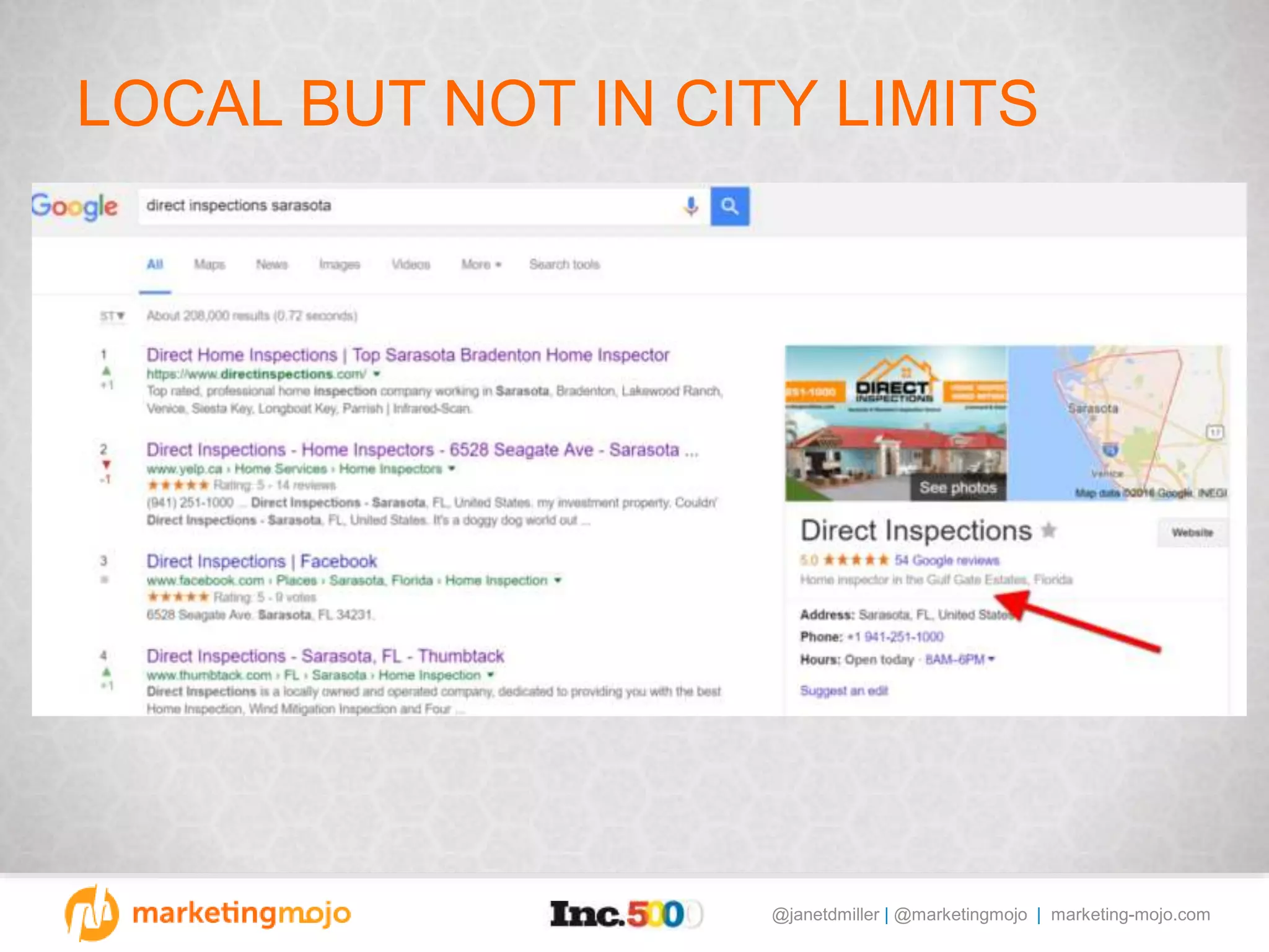 @janetdmiller | @marketingmojo | marketing-mojo.com
LOCAL BUT NOT IN CITY LIMITS
 