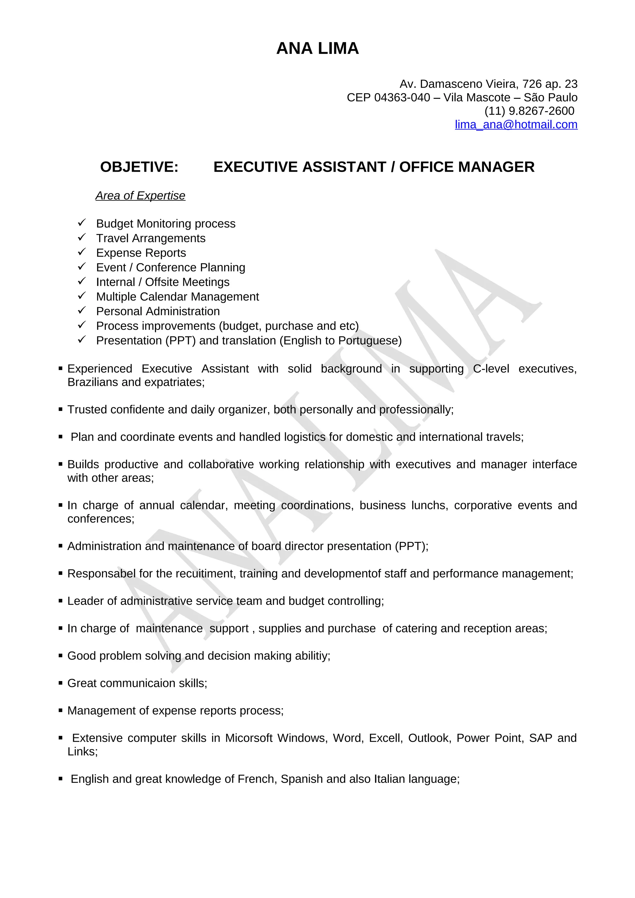 Cv ana lucia lima english dec 2016 PDF