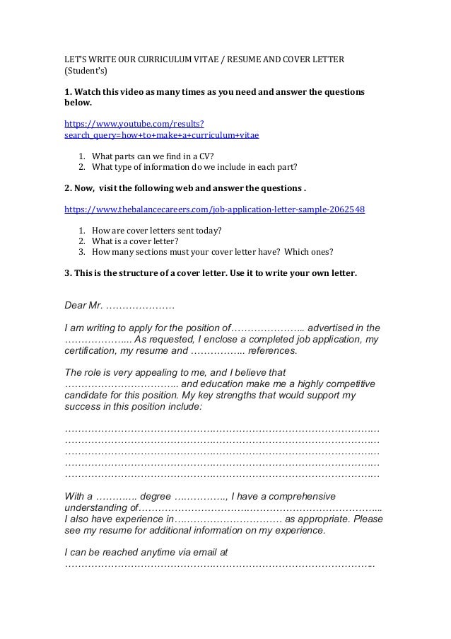 cv and cover letter students how to make a video cover letter