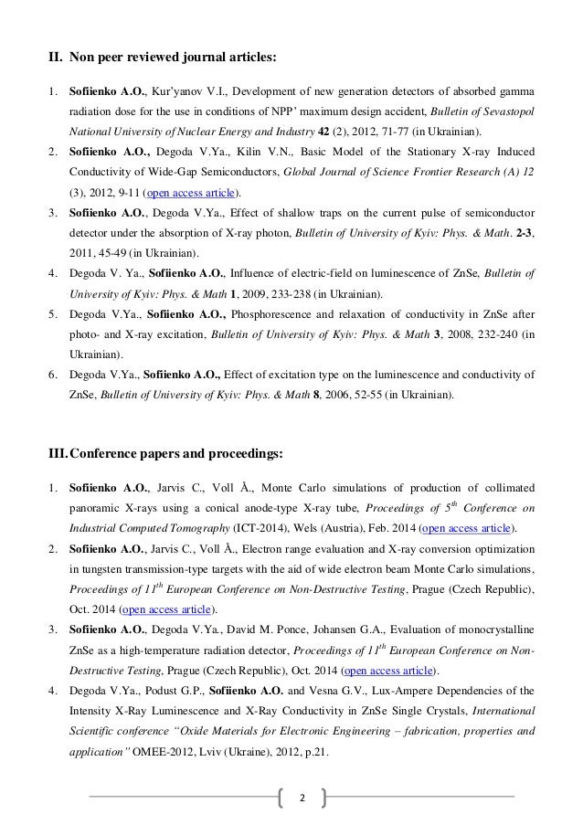 Cv And List Of Publications Andrii Sofiienko