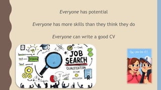 Everyone has potential
Everyone has more skills than they think they do
Everyone can write a good CV
 