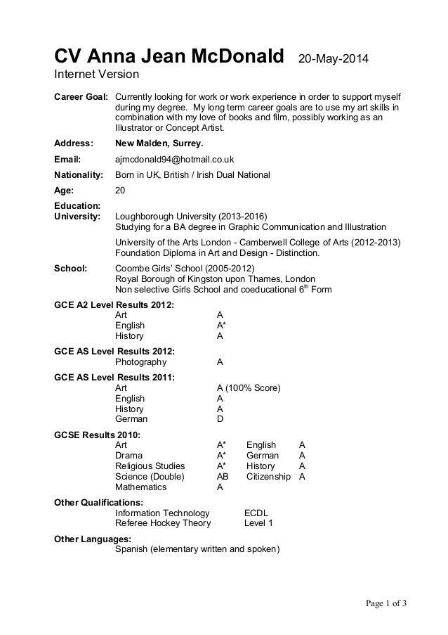 Lettre exemples: Cv Mcdo