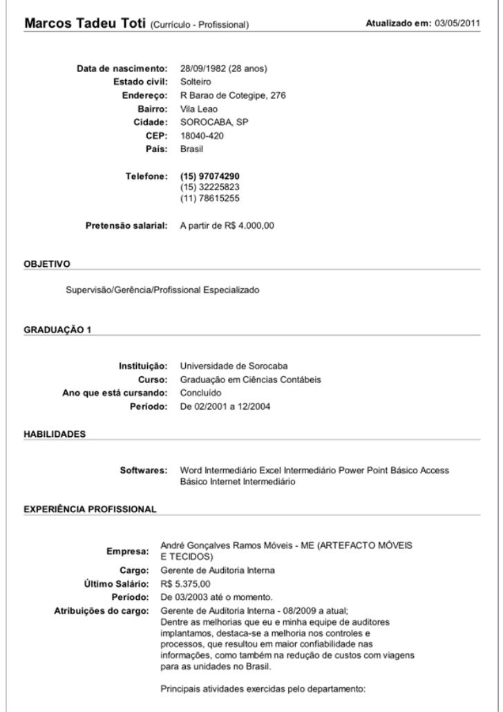 Curriculum vitae antigo image