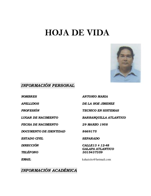 Cv antonio de la hoz