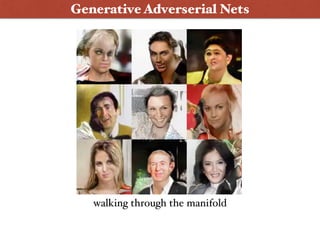 walking through the manifold
Generative Adverserial Nets
 