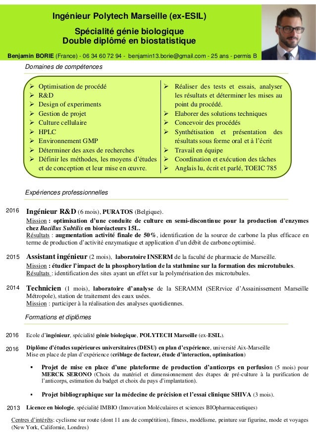 Exemple de CV ingenieur traitement de l'image
