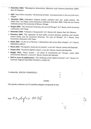 Boccia, il curriculum per il concorso