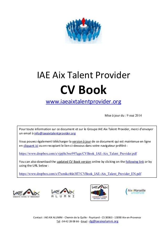 cv book iae aix talent provider