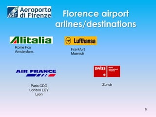 Rome  (FCO) 		km .4204Pisa airportdestinations