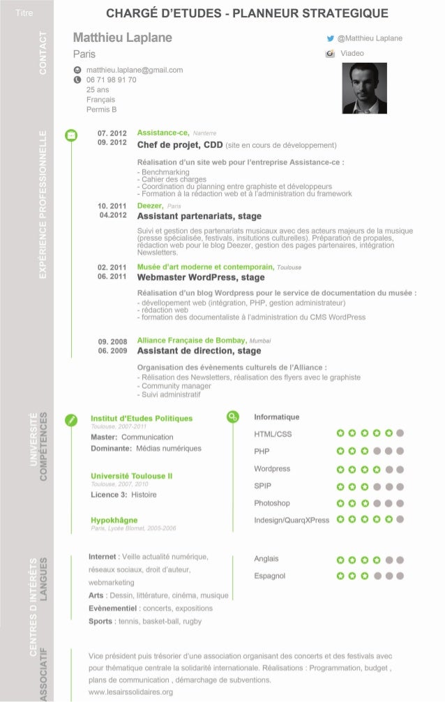 Cv chargé d'études media planneur