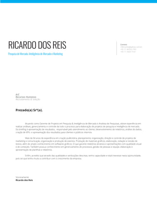 CARTA & CV - RICARDO DOS REIS