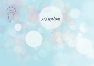 Mes expériences
2007,E
cole Notre
Dame
Stage en
classe de CP
 