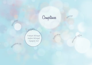 Compétences
Langues
Français (Bilingue)
Anglais (Bilingue)
Espagnol (A2)
Rhi
nocéros 3D
Illus
trator
In
Design
Photo
shop
Micros
oft Office
 