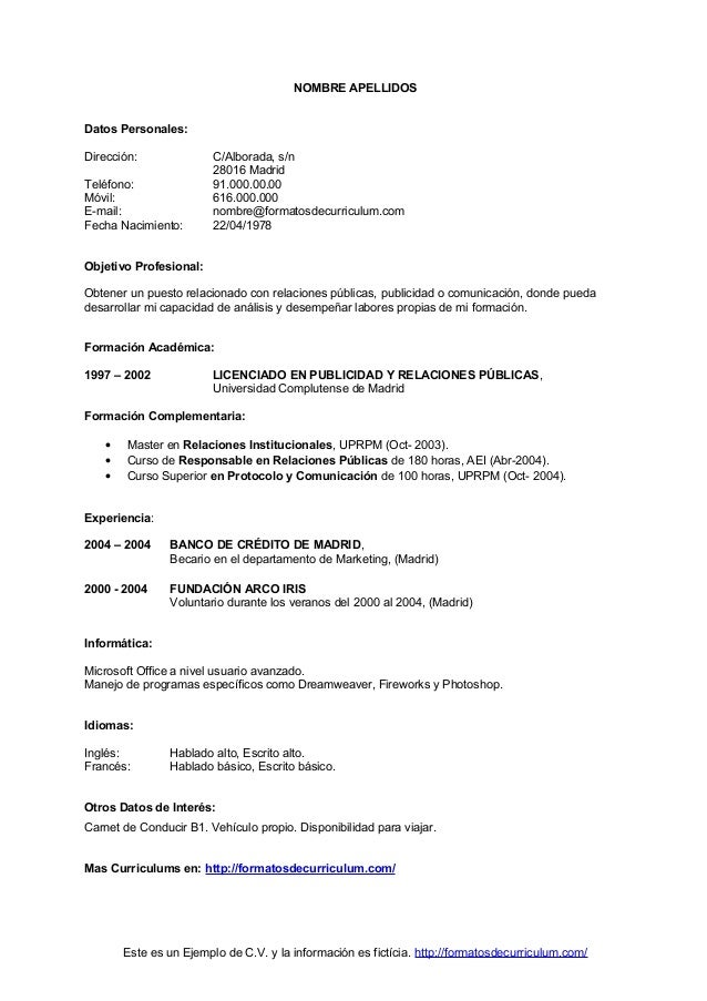 formatos cv