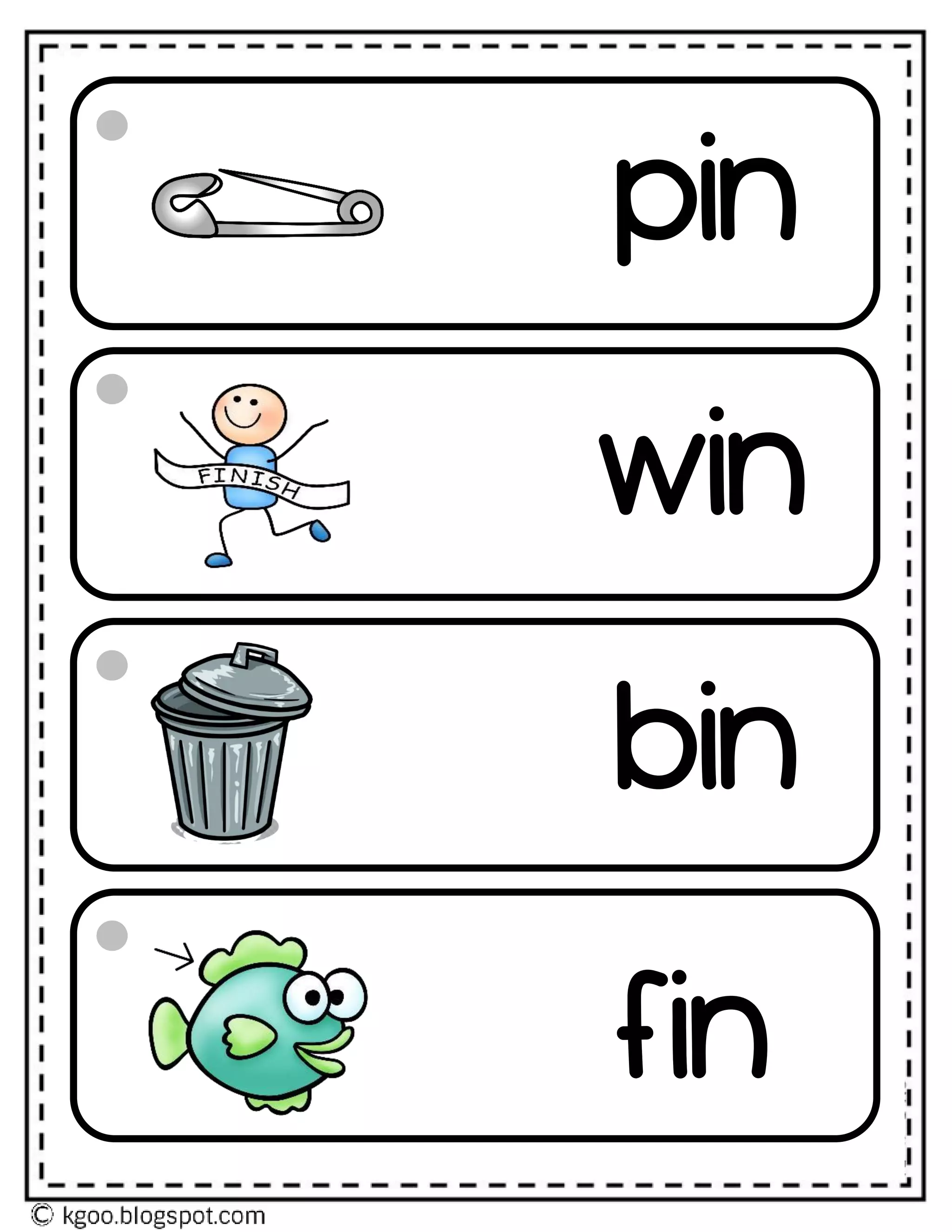 Cvc word family word work