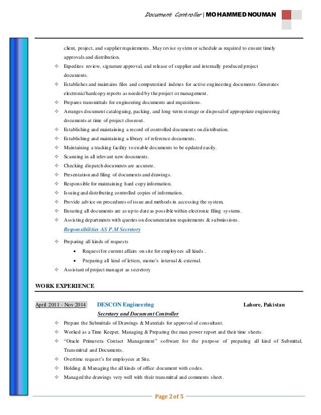 CV Document Controller (Nauman Khawar)
