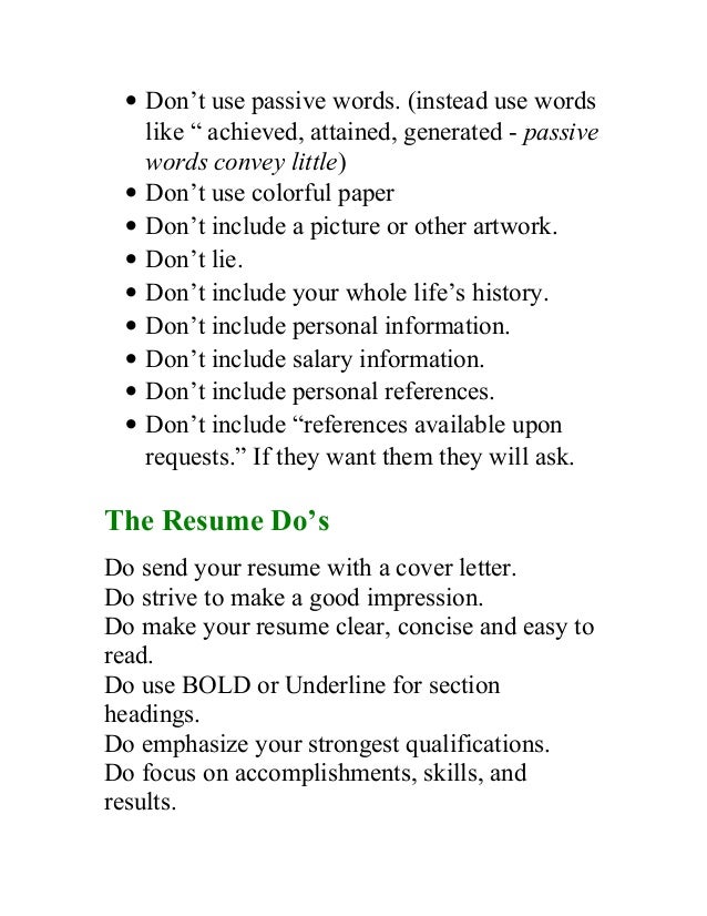 resume dos and don ts