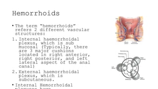 Internal Hemorrhoids function
• The function of the internal sphincter itself
is not sufficient to ensure complete closure...