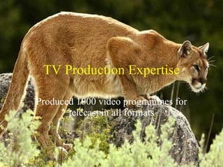 TV Production Expertise Produced 1000 video programmes for telecast in all formats 