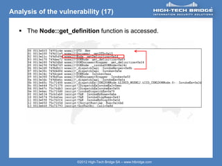 ORIGINAL SWISS ETHICAL HACKING
Your texte here ….
©2012 High-Tech Bridge SA – www.htbridge.com
Analysis of the vulnerability (17)
 The Node::get_definition function is accessed.
 