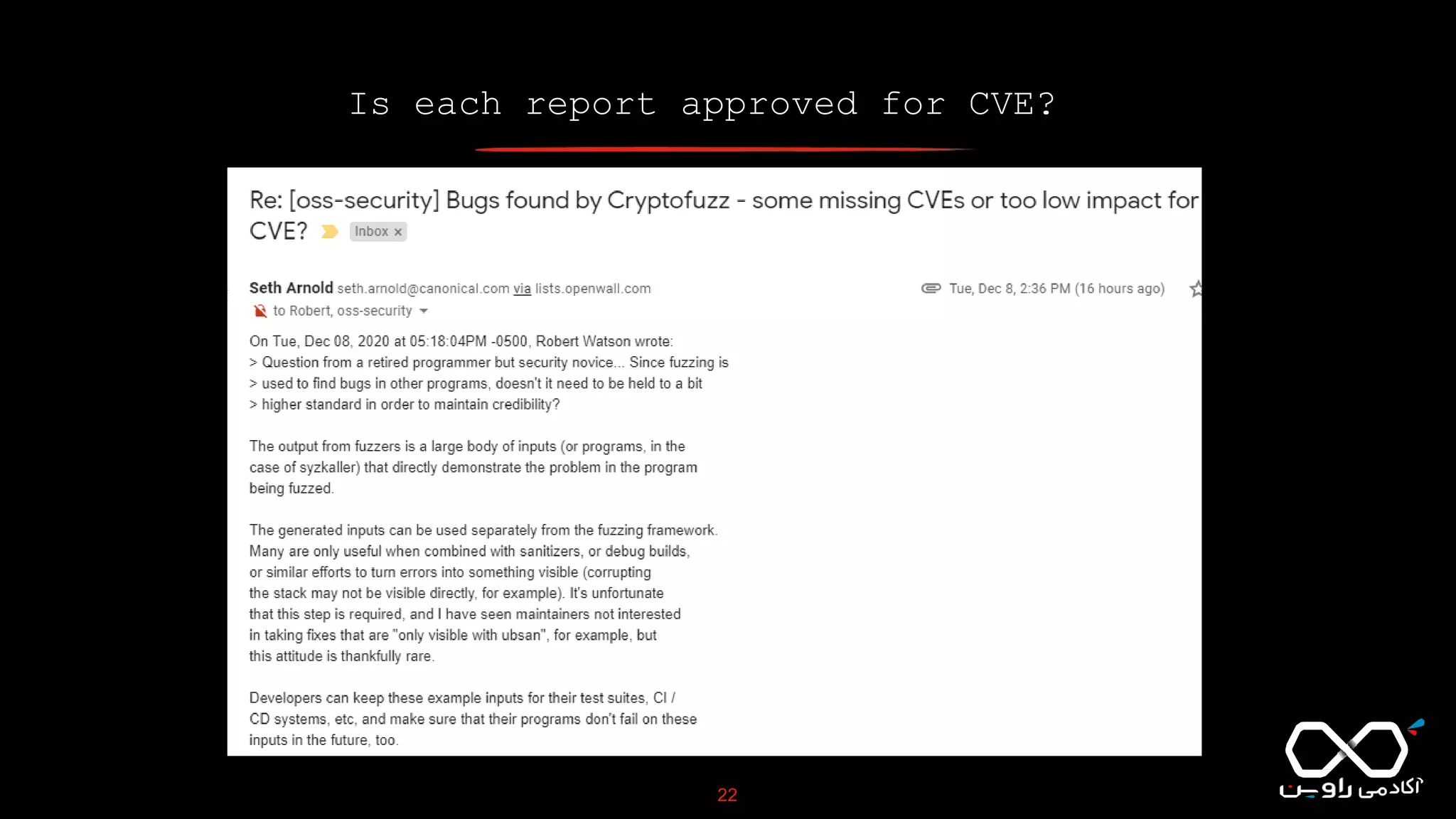 Is each report approved for CVE?
22
 