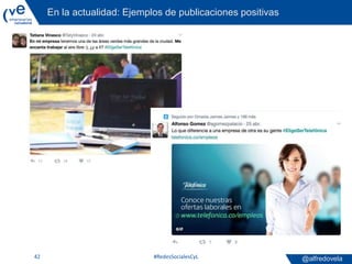 @alfredovela
En la actualidad: Ejemplos de publicaciones positivas
#RedesSocialesCyL42
 