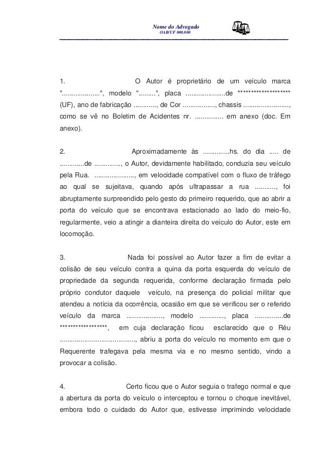 Cível reparação de danos em (acidente de trânsito)