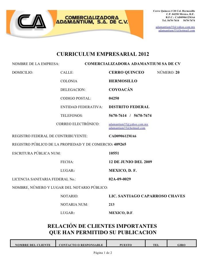 Cv Empresarial Adamantium 2012