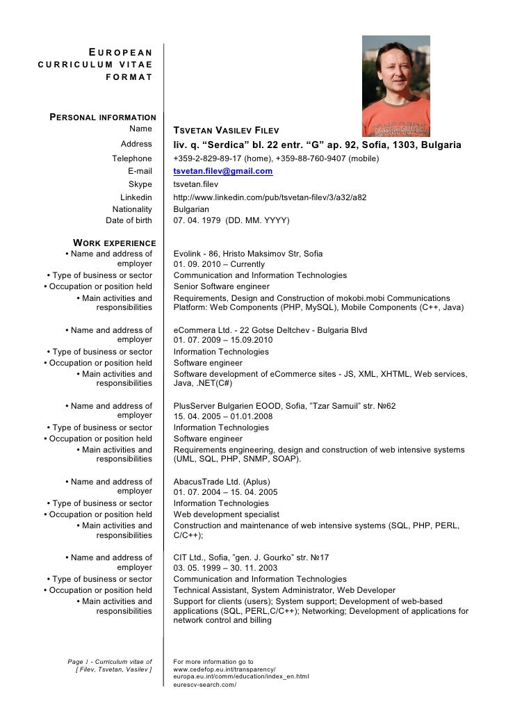 europass format cv template Cv european format | free resume.