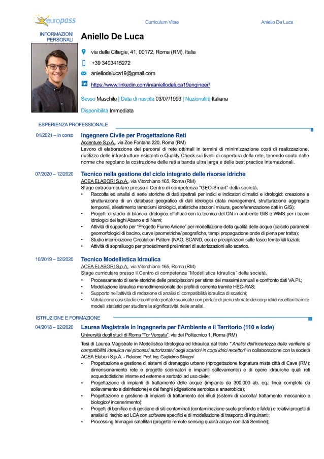 CV Europass Aniello De Luca | PDF