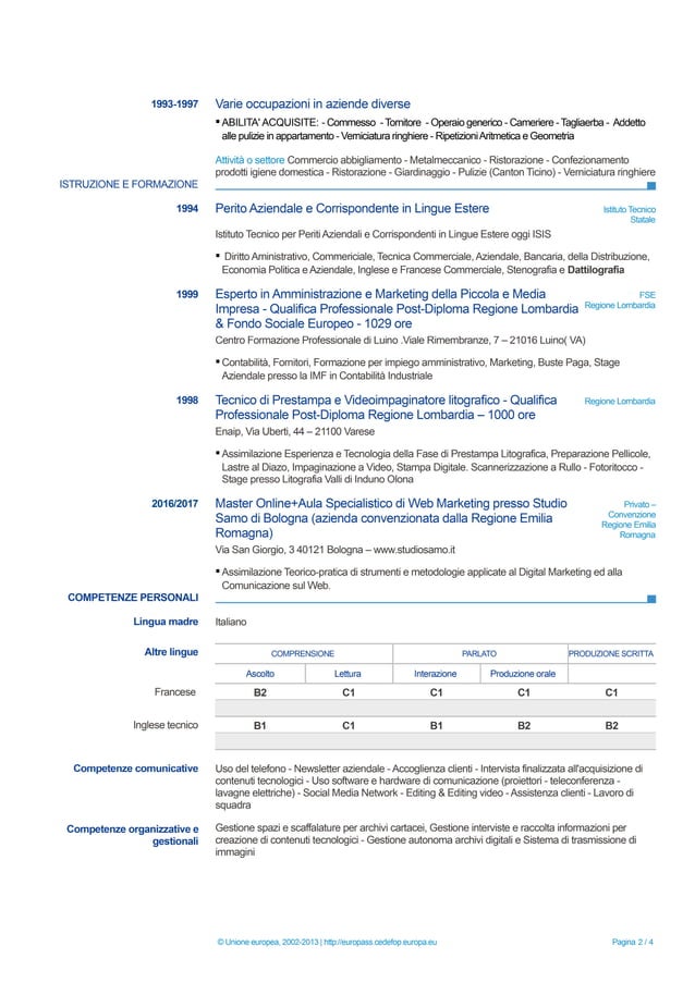 CV Europass Compilato | PDF