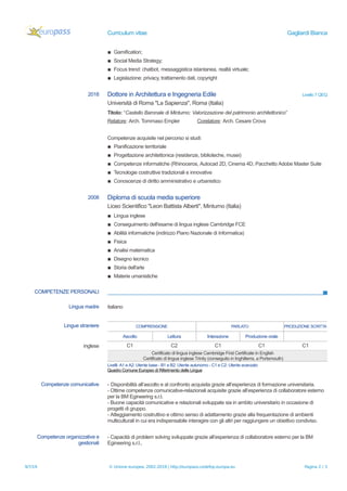 Cv europass gagliardi bianca_ita | PDF