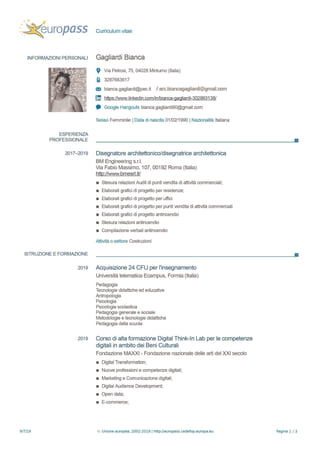 Cv europass gagliardi bianca_ita | PDF