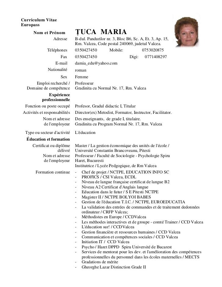 Cv europass tuca maria