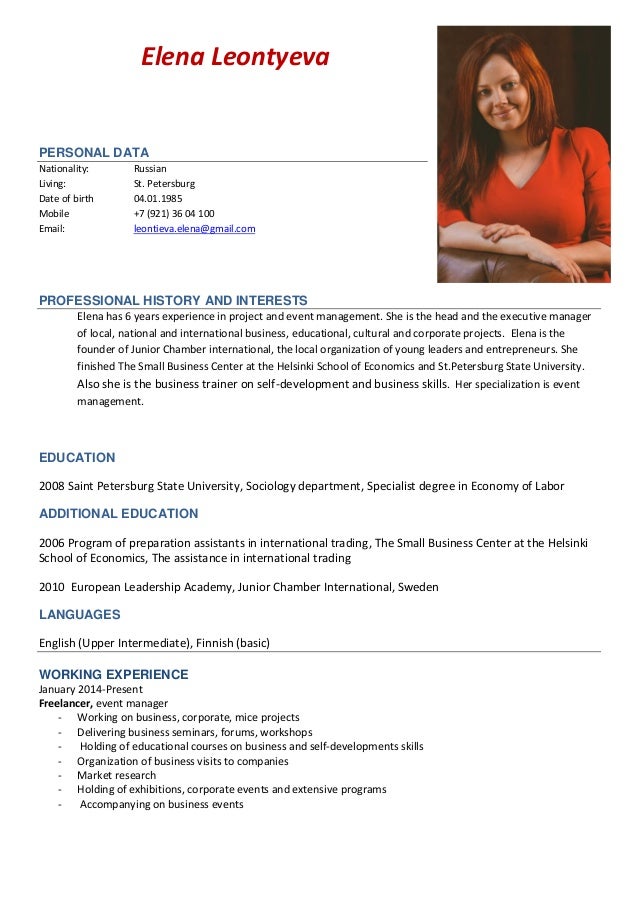 cv and portfolio event manager elena leontyeva elena leontyeva personal data nationality living russian st petersburg date of birth 0401 - Event Manager Resume cv and portfolio event manager elena leontyeva elena leontyeva personal data nationality living russian st petersburg date of birth 0401 - Event Manager Resume