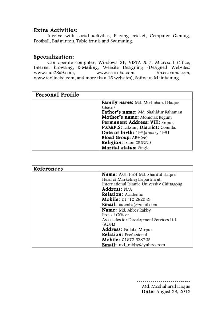 cv for it job