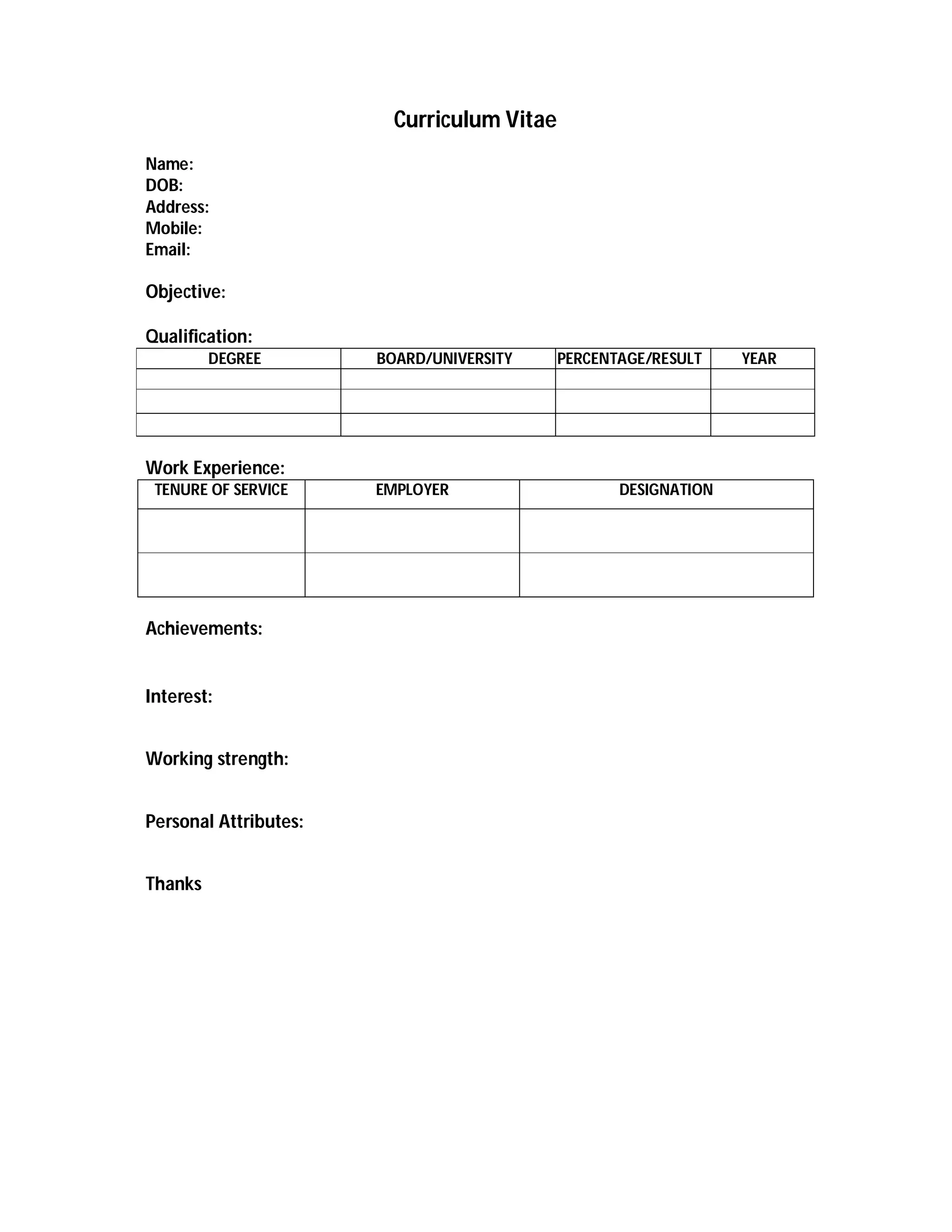Cv format | PDF