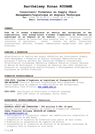 Cv Formateur Logistique Fr