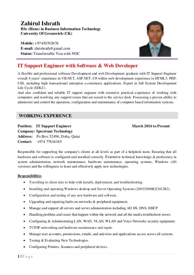 Cv for software,web,IT Support,System Engineer