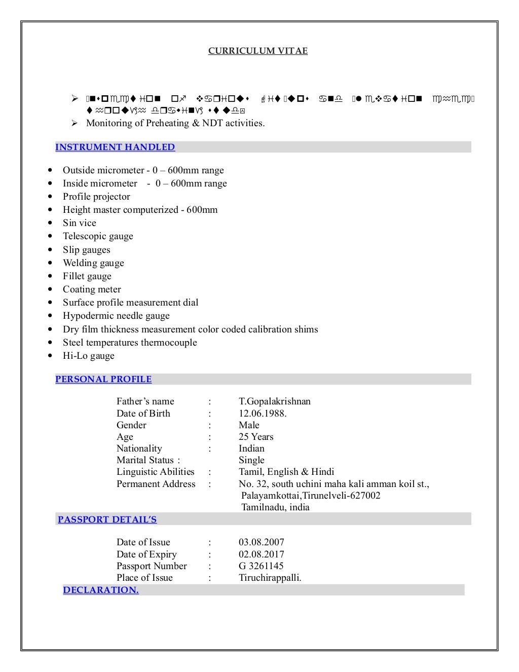 Cv for welding inspector ud 08.05.14