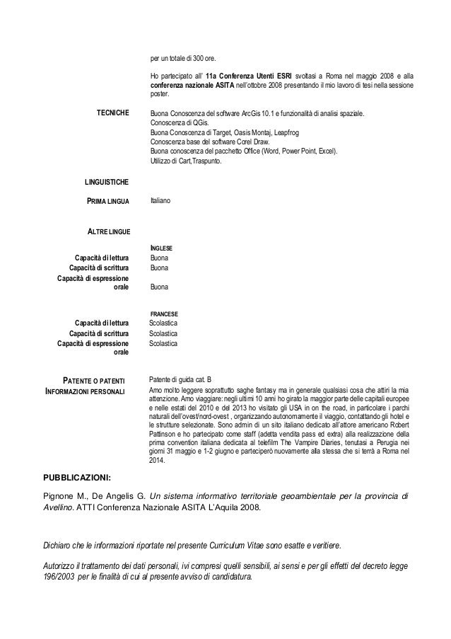 cv giada de angelis con referenze proforma of cv