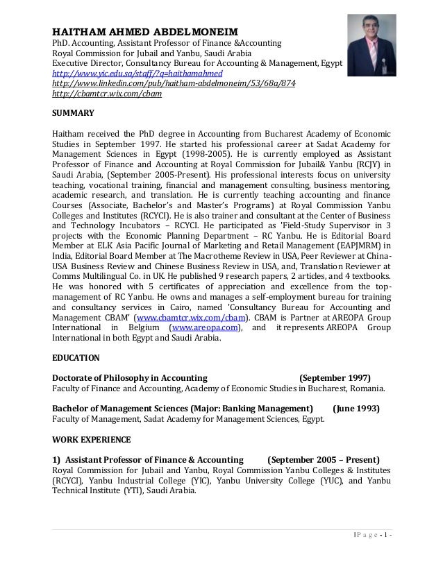 cv haitham abdelmoneim cv of assistant professor in management