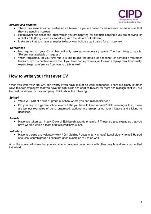 how to write your first cv