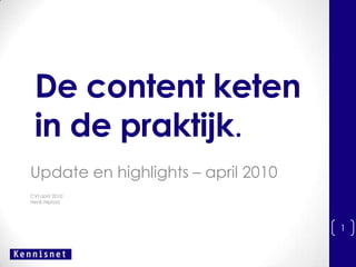 De content keten in de praktijk. Update en highlights – april 2010 CVI april 2010 Henk Nijstad 1 