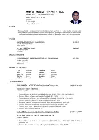 Cv ing.marcos gonzales | PDF Cv ing.marcos gonzales | PDF
