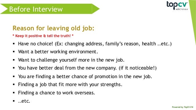 reason for leaving old job