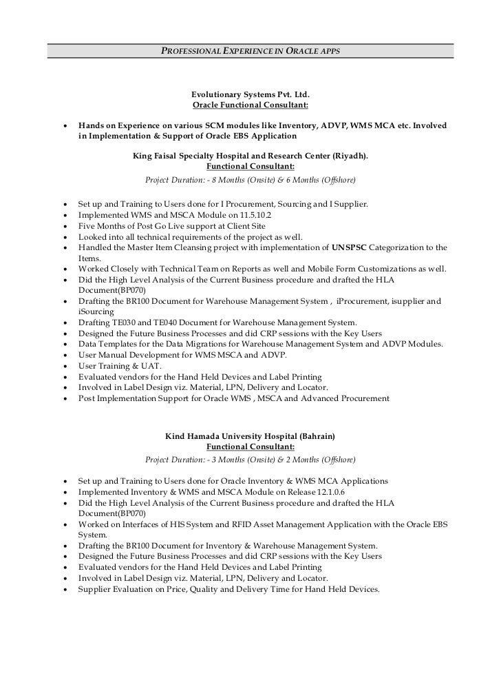 oracle apps technical consultant fresher resume oracle financial consultant resumes
