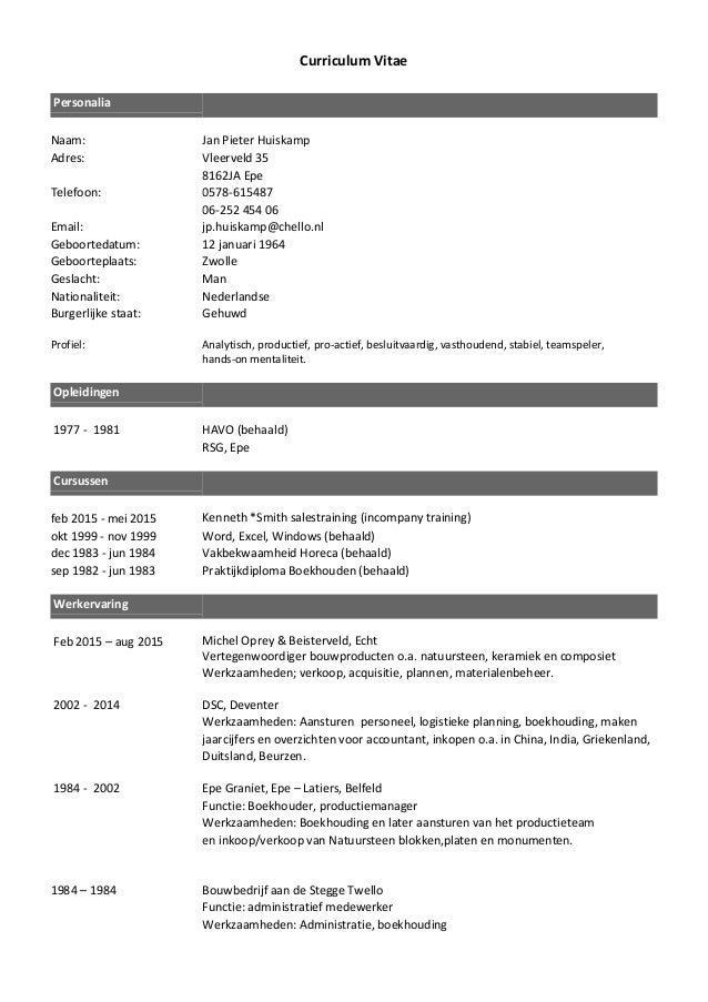 Cv Jan Pieter Huiskamp