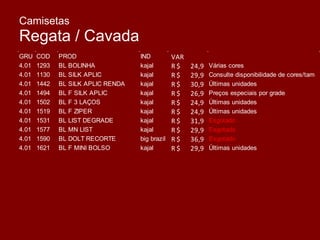 Camisetas Regata / Cavada  